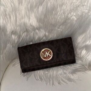 Michael Kors Dark Brown Wallet with Gold Logo